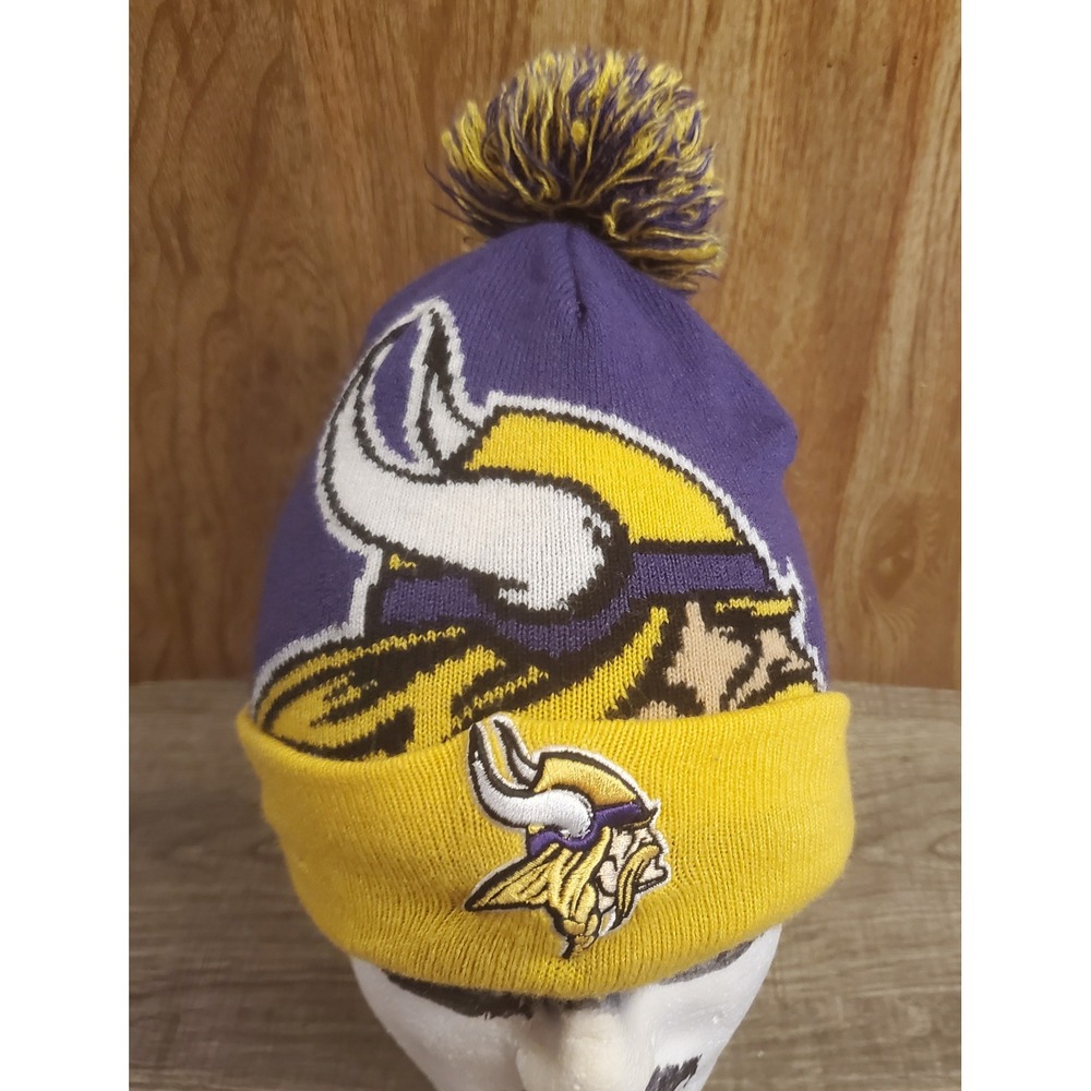 New Era Youth NFL Minnesota Vikings Cuffed Knit Beanie Pom Pom‎
